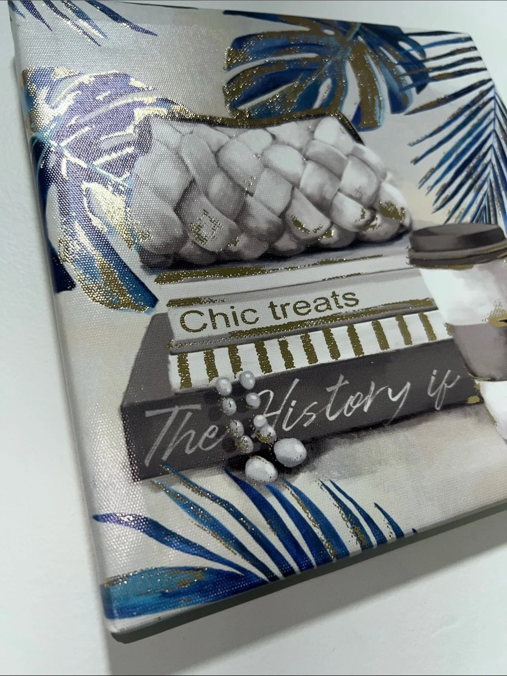 Bella Canvas Blue & Gold Palm and Chic Still Life Canvas Art